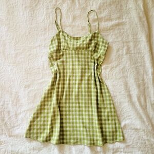 Altar'd State Light Green Plaid Empire Waist Sundress